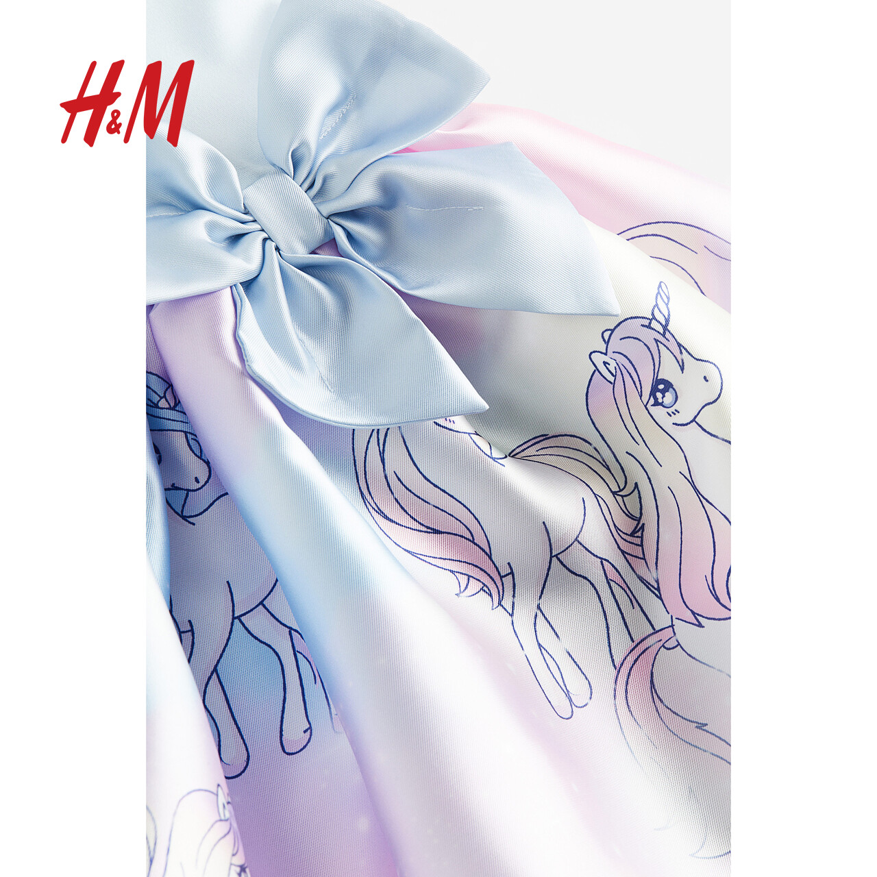 H&M HM童装女童连衣裙2024夏季新款蝴蝶结喇叭裙摆洋气公主裙0922706 87元