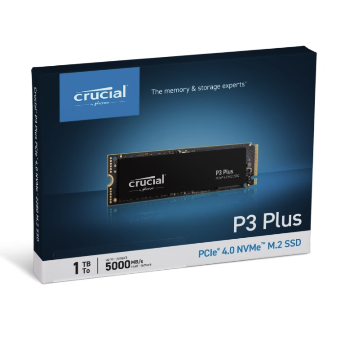 Crucial 英睿达 P3 Plus 固态硬盘 1TB M.2接口 367元