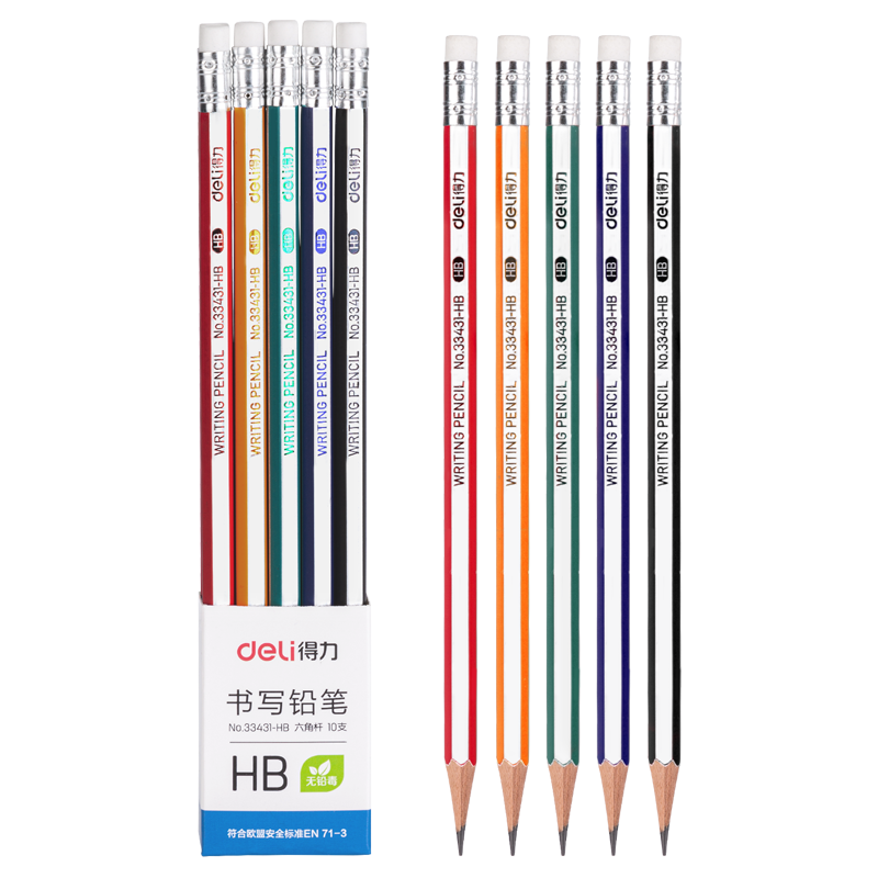 得力 33431 六角杆铅笔 HB 10支装 2.03元（需用券）