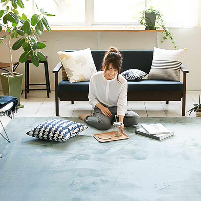 FOOJO 富居 亮光珊瑚绒卧室床边地毯 日式简约 80*160cm灰色 62.91元