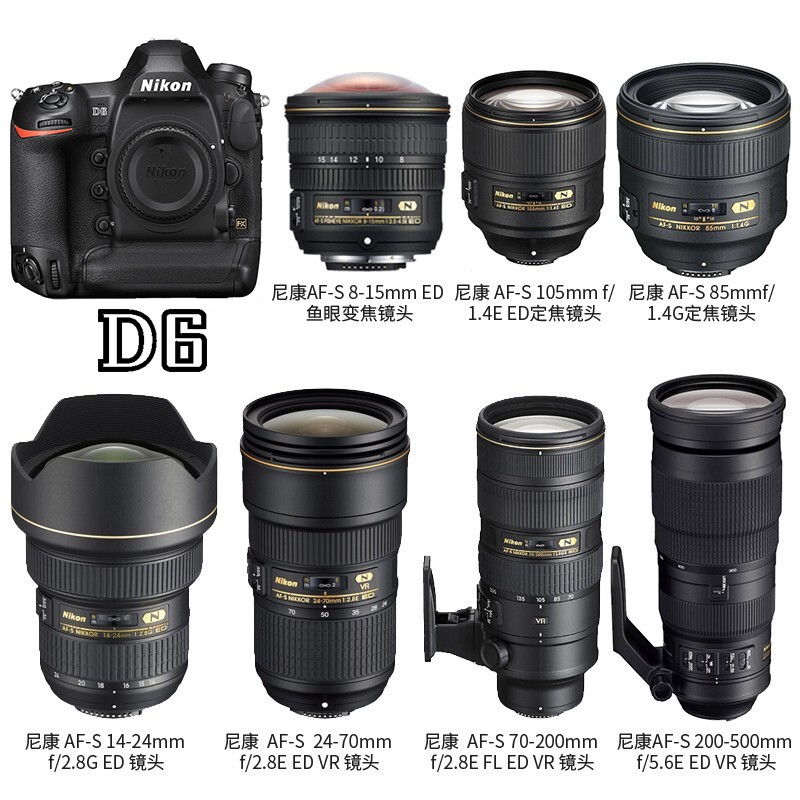 Nikon 尼康 D6单反数码照相机专业级全画幅机身旗舰机器单d6 +851.48-15-200-500105 