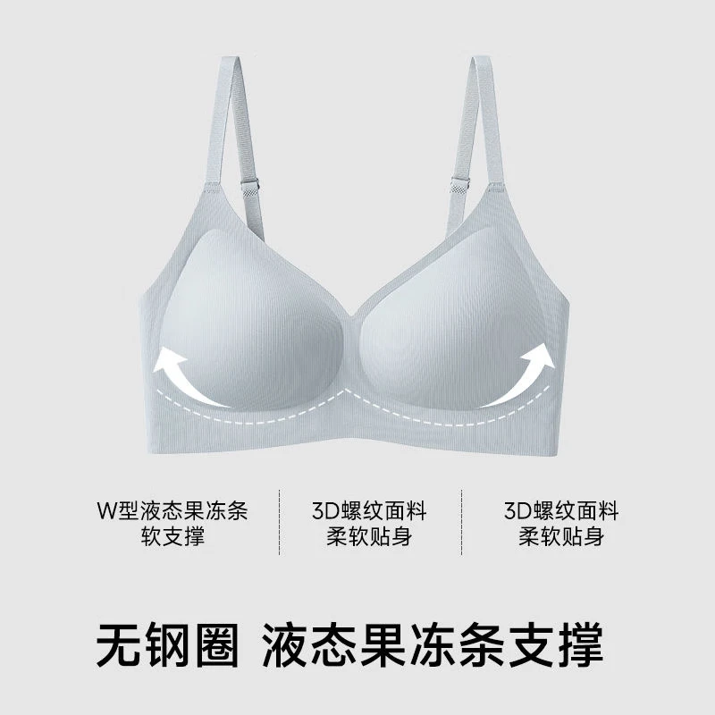 都市丽人 无痕内衣女小胸聚拢果冻条软支撑无钢圈收副乳防下垂裸感文胸罩 粉底肤 L 36/80ABC -体重110-125斤 24.5元 - 线报酷
