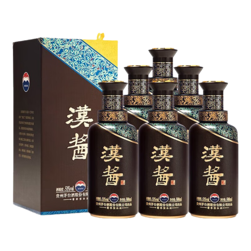 京东百亿补贴：茅台 汉酱 3.0 51度 酱香型白酒 500ml*6瓶 整箱装 1790.9元 包邮