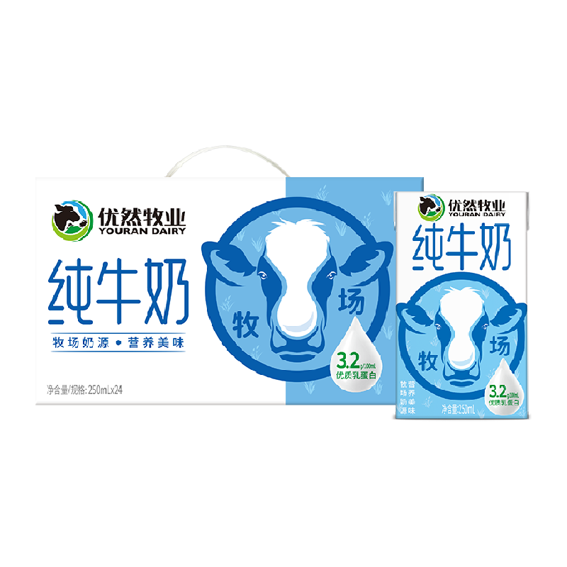 YOURAN DAIRY 优然牧业 纯牛奶250ml*24盒 ￥34.2