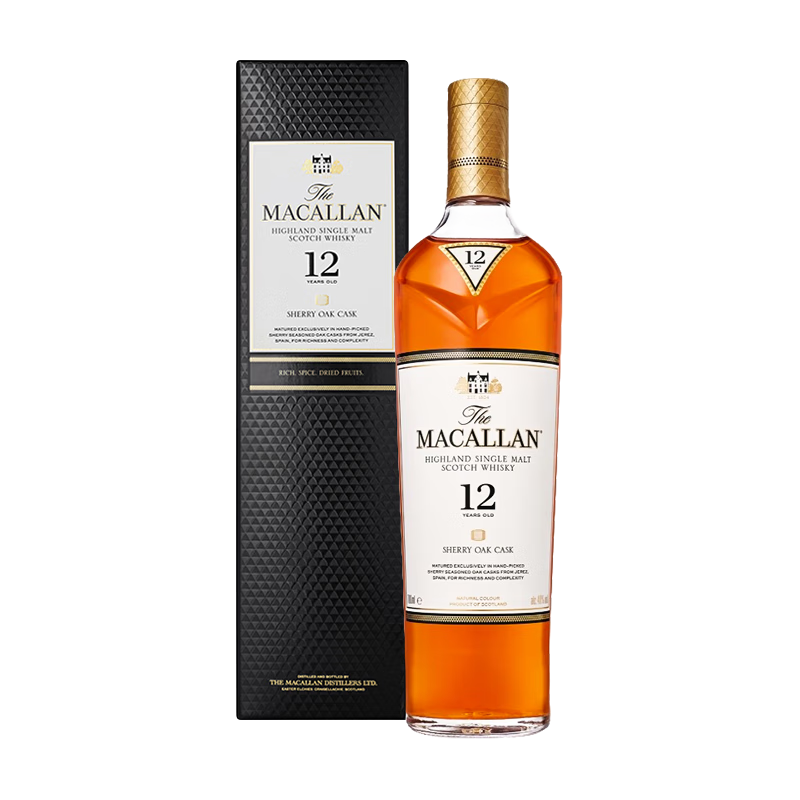 PLUS会员、京东百亿补贴：MACALLAN 麦卡伦 12年雪莉桶 单一麦芽威士忌 700ml 进