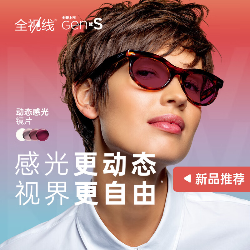 每日必抢：依视路 全视线GENS1.67变色灰变+超轻钛框（原厂加工） 524元（需