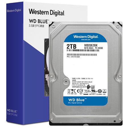西部数据 蓝盘系列 3.5英寸 台式机硬盘 2TB（SMR、7200rpm、256MB）WD20EZBX 429元