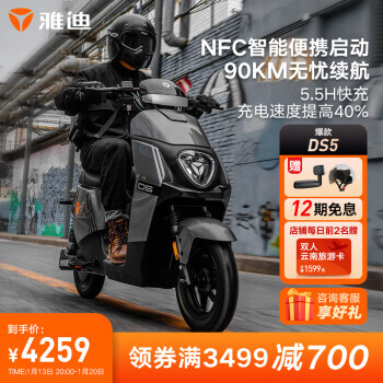 yadea 雅迪 ds5-90sl 电动自行车 tdr2774z 48v24ah锂电池 索罗灰 42