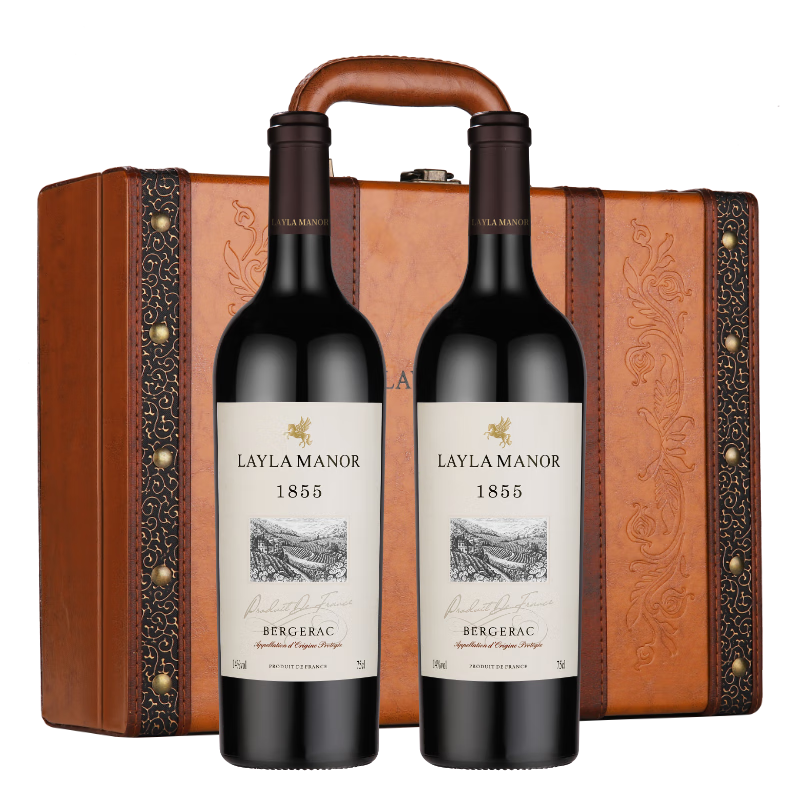 蕾拉 法国进口AOP级14度干红葡萄酒 皮质礼盒750ml＊2支 136元包邮（需用券）