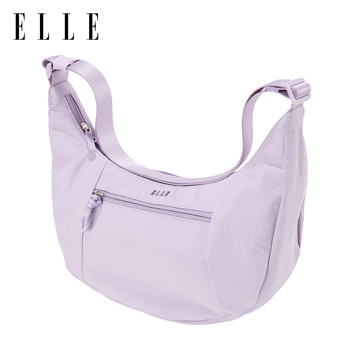 ELLE 斜挎包牛角包时尚包包 丁香紫 89元（需用券）