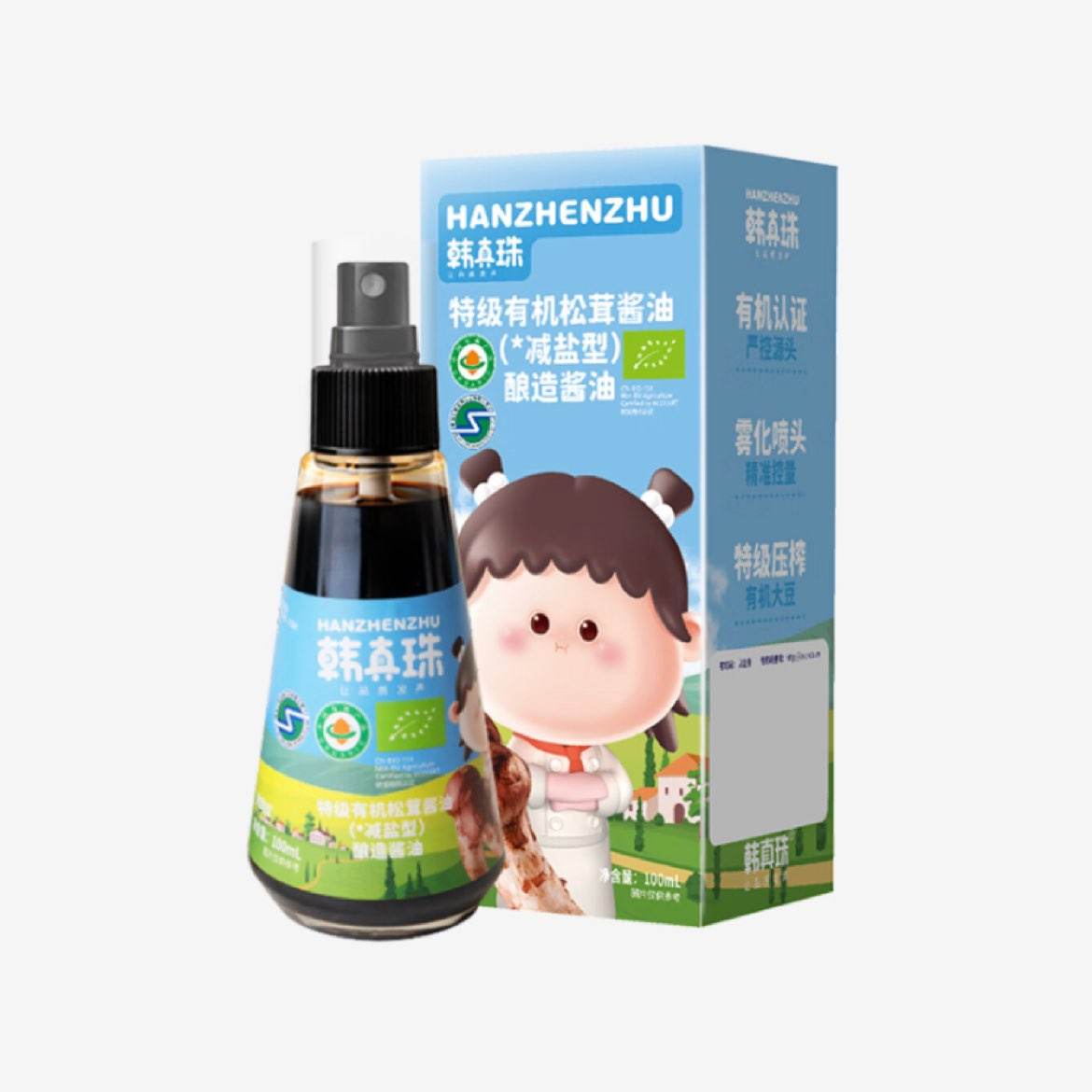 韩真珠 儿童有机松茸酱油 无添加减盐精准控量调味料100ml/瓶（喷头设计） 8