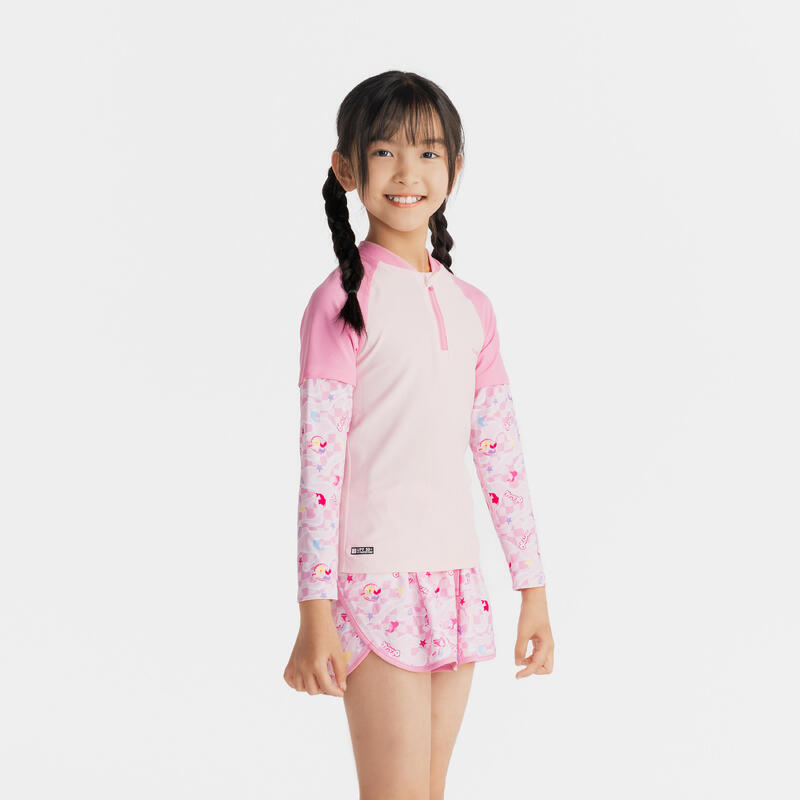 迪卡侬 DECATHLON 女童泳衣防晒长袖美人鱼冲浪游泳KIDK 119.9元