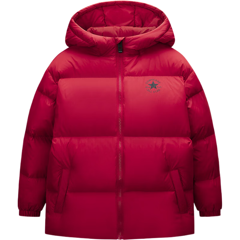 匡威 羽绒服2024冬季中加绒加厚短款保暖外套 匡威红 230元