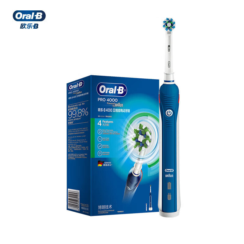 Oral-B 欧乐B 电动牙刷成人 P4000 （2刷头+4大模式） 197.05元（需用券）