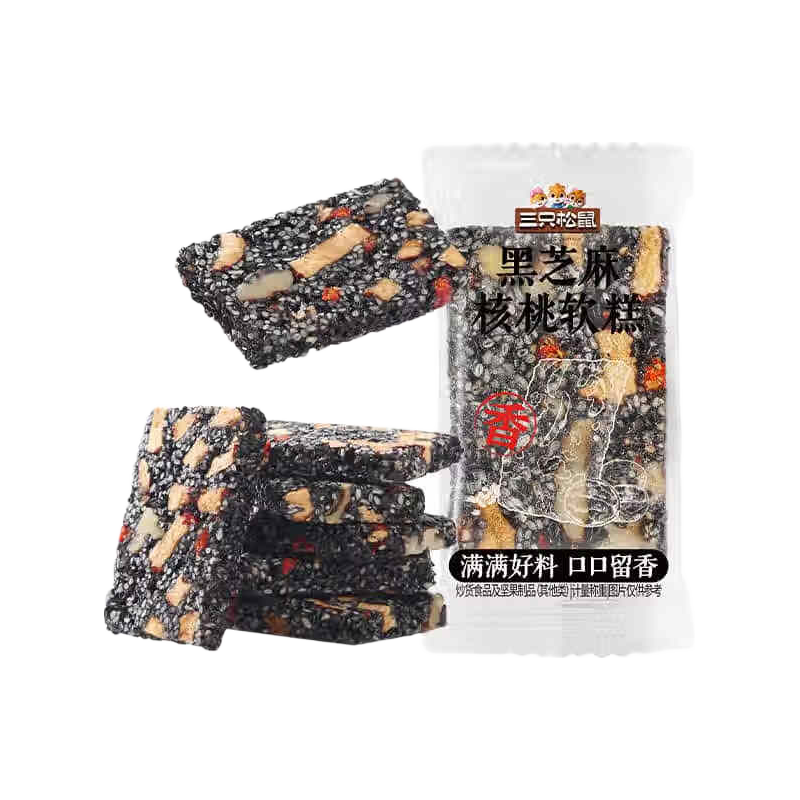三只松鼠 黑芝麻核桃软糕 八珍糕 470g 约50小包 12.9元