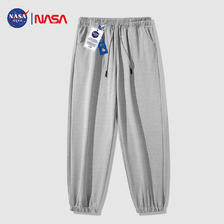 NASA GISS 休闲裤男潮流基础款裤子男士运动卫裤百搭直筒束脚裤 灰色 XL 45元