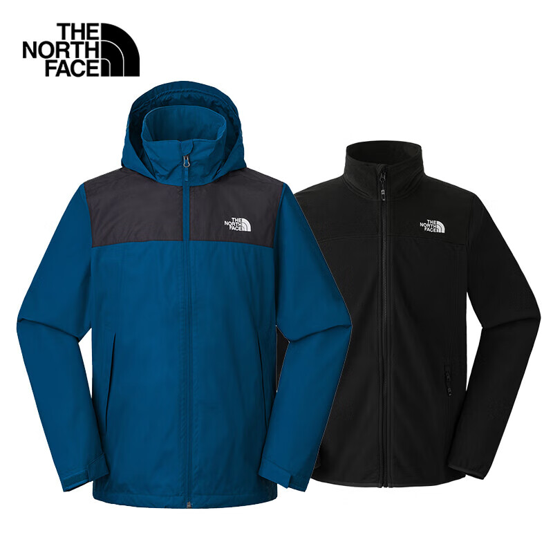 THE NORTH FACE 北面 秋冬新款北面冲锋衣男户外运动抓绒内胆防水保暖三合一 