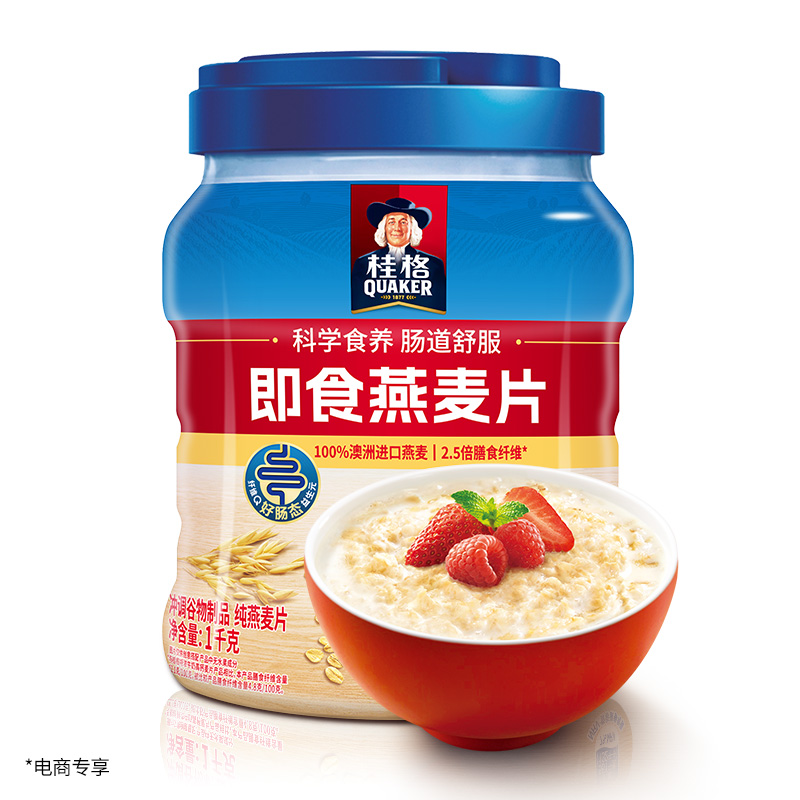 88VIP：QUAKER 桂格 原味即食纯燕麦片 1000g 罐装 9.03元