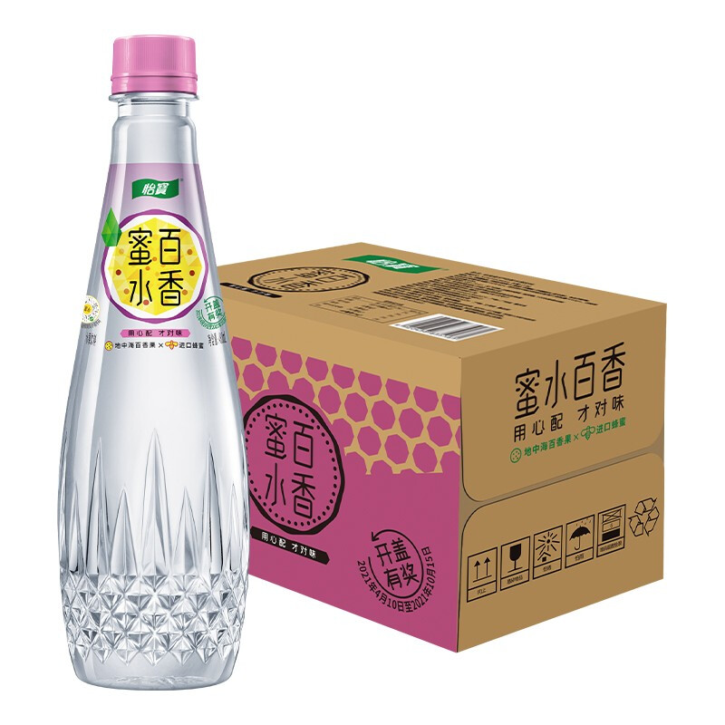 怡宝 蜜水百香果水果饮料480ml*15瓶/箱 鲜如现泡 480mL 15瓶 41.8元