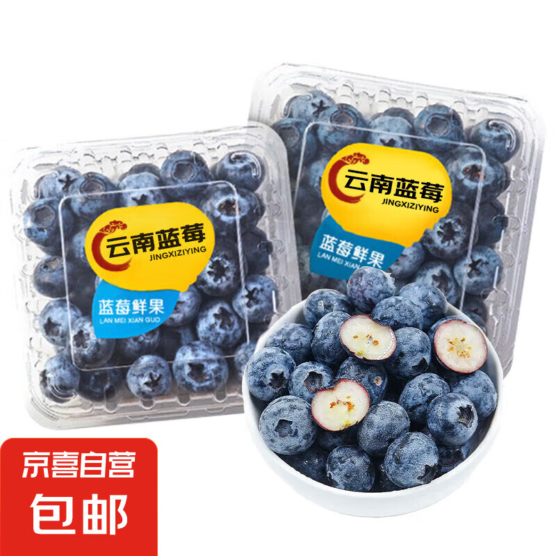 再降价:云南蓝莓 2盒【100g-125g/盒】 【单果12mm+】 9.89元