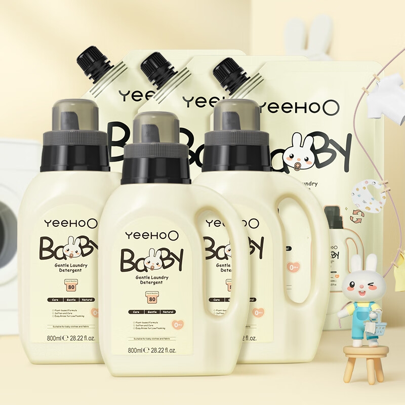 YeeHoO 英氏 婴儿酵素洗衣液 量贩装 3瓶+3袋（共7.8斤） 99.5元包邮（双重优惠
