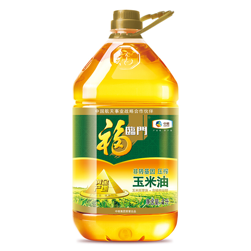 福临门 黄金产地 非转基因 压榨玉米油 4L 33元（需买3件，需用券）