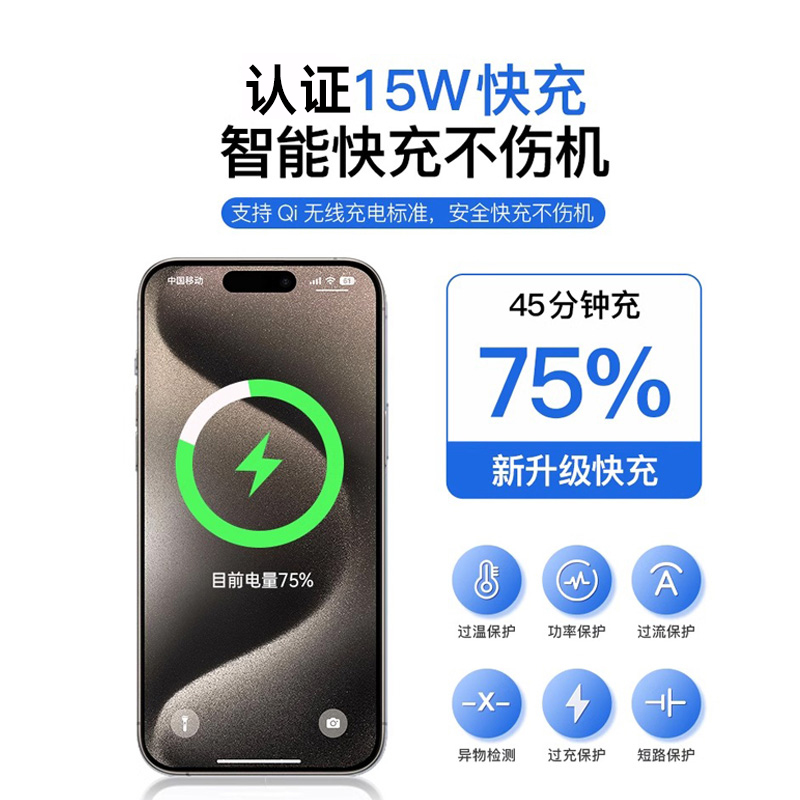 88VIP：卡波昂 适用苹果magsafe无线充电器iphone14pro磁吸式16max快充15/20W头 27.36