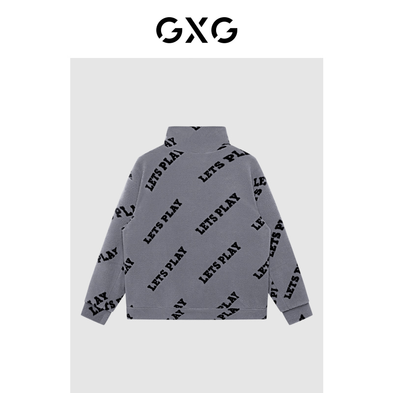 GXG 奥莱 22年冬季新款保暖舒适潮流满身字母图案情侣短款棉服外套 199.5元（