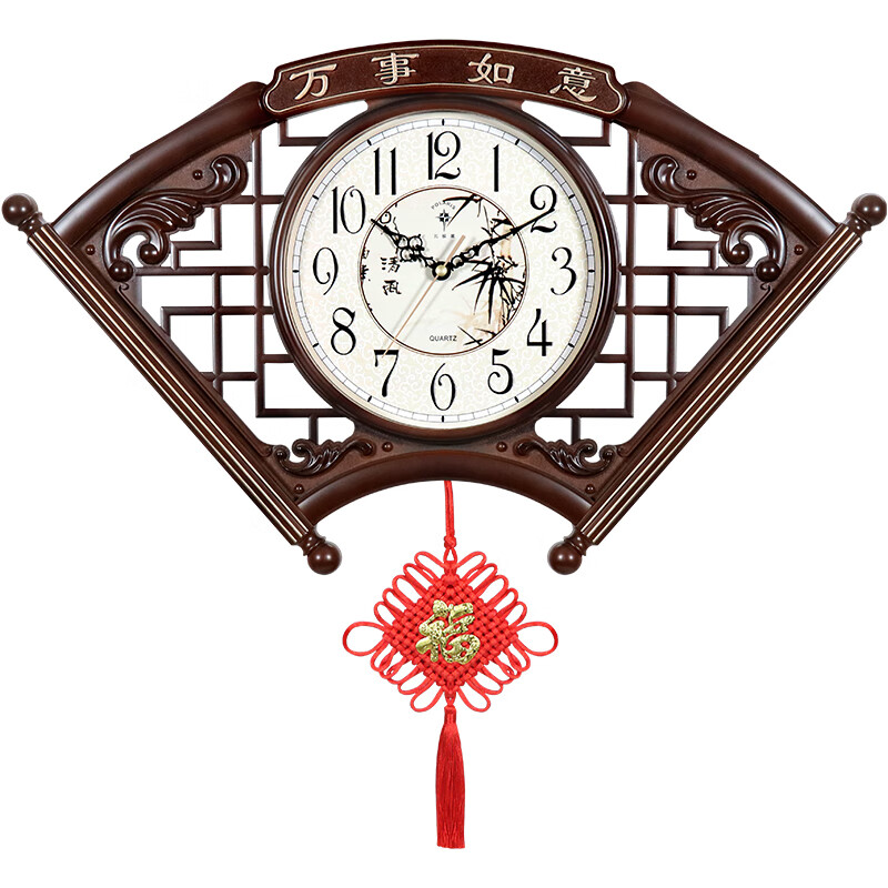 POLARIS 北极星 挂钟新中式创意简约时尚中国结时钟13英寸客厅书房办公室钟