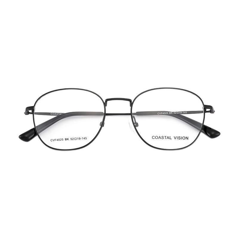 镜宴 &essilor 依视路 CVF4025BK 黑色钛金属眼镜框+钻晶A3系列 1.60折射率 防蓝光