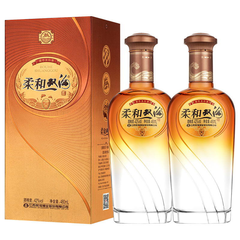 双沟 柔和双沟 金柔和 42度480mL 白酒 双沟酒厂 42度 480mL 2瓶 170元（需领券）