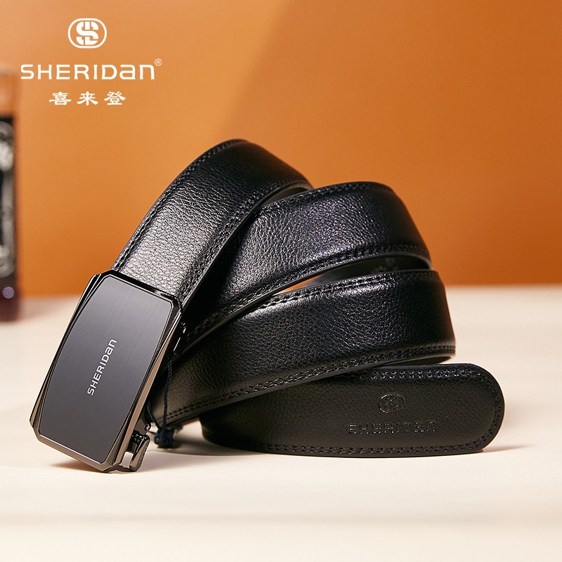 SHERIDAN 喜来登 男士牛皮自动扣皮带 SH521564S 黑色 ￥49