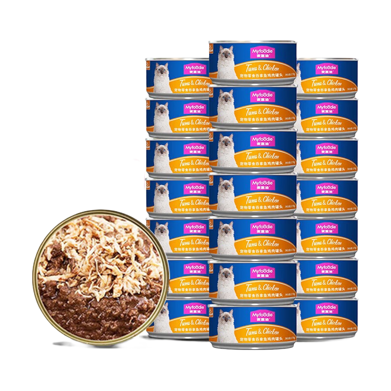 麦富迪 猫罐头 红肉猫罐头猫咪零食成幼猫补水亮毛吞拿鱼鸡肉170g*24罐 55.46