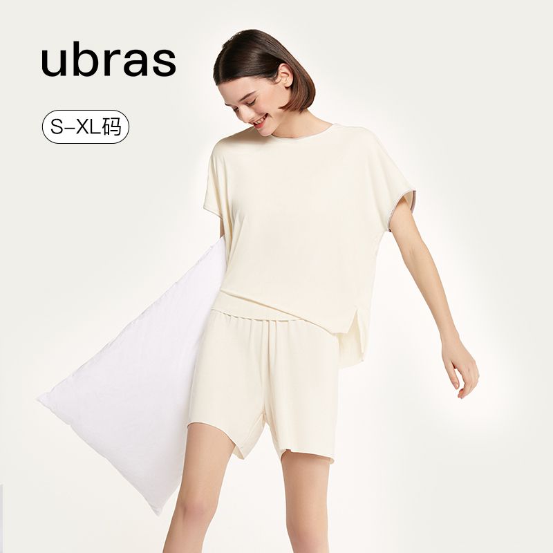 百亿补贴：Ubras 呼呼系列莫代尔圆领套头短袖短裤套装睡衣家居服女舒适轻