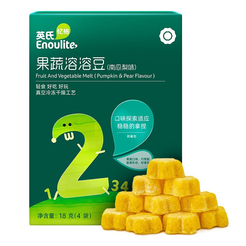 Enoulite 英氏 果蔬溶溶豆 2阶 南瓜梨味 18g 23.96元