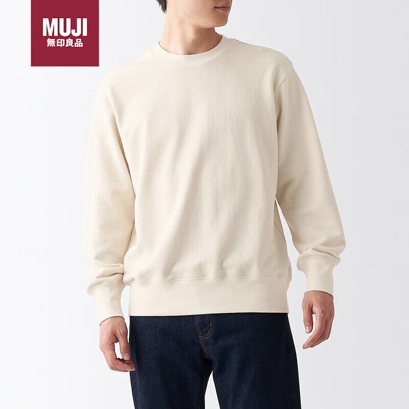 MUJI 無印良品 男式 紧密织毛圈 运动衫 套头卫衣ABG03A2A 原色 M ￥70.3