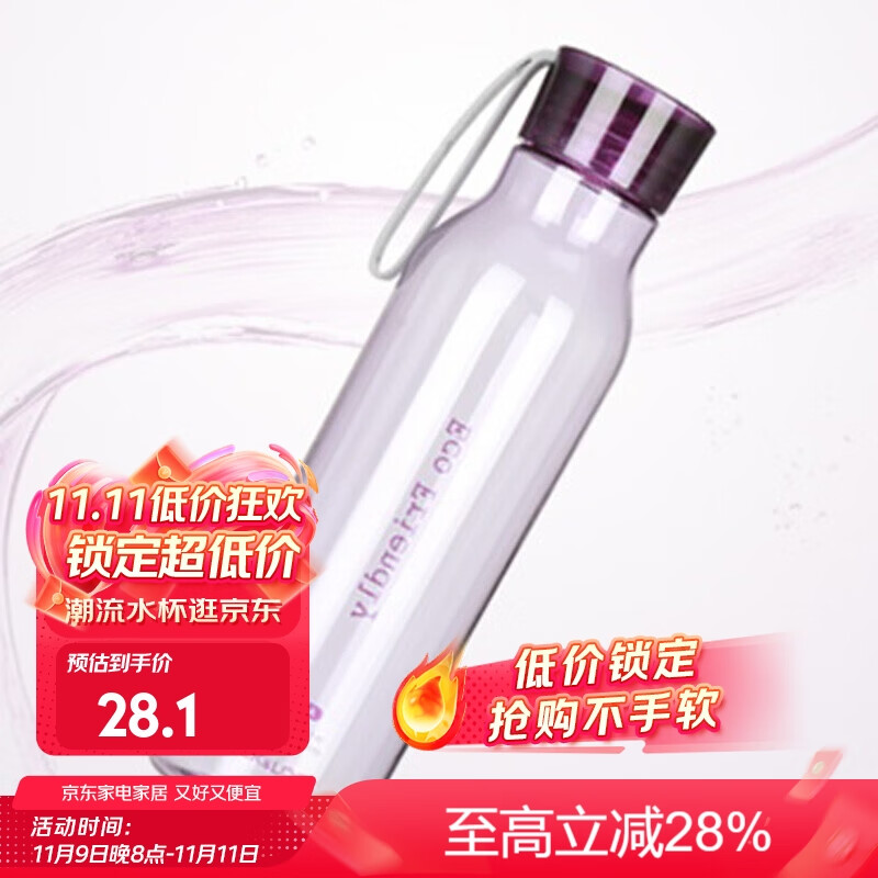 LOCK&LOCK 乐扣乐扣 HLC644VOL 塑料杯 550ml 紫色 35.1元