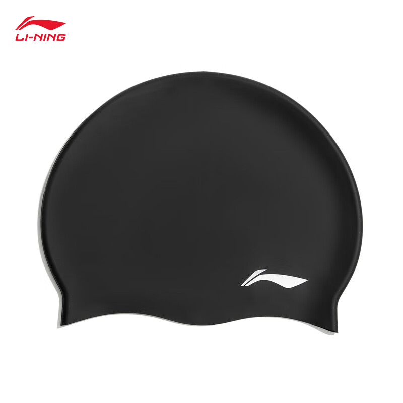 LI-NING 李宁 泳帽款24春季游泳系列简约硅胶不勒头游泳装备ASYU015 黑色-1 F 29