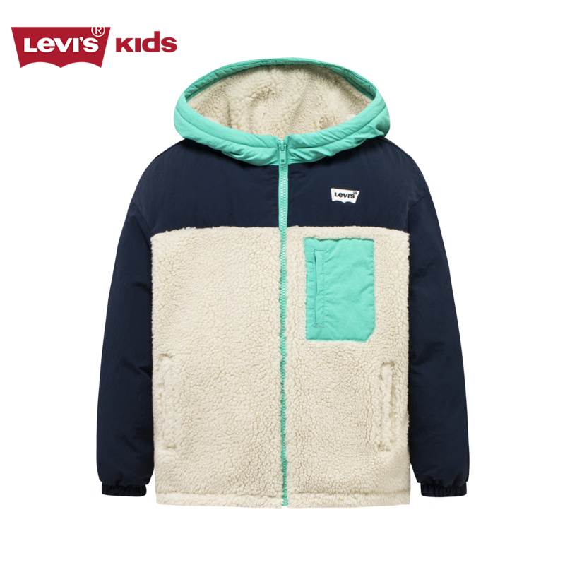 Levi's 李维斯 童装夹克仿羊羔绒保暖潮 豆腐白 130/64(7) 110元包邮（需用券）