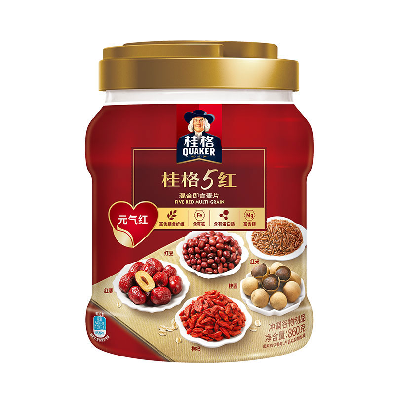 88VIP：QUAKER 桂格 五红即食燕麦片860gx1罐 10.37元