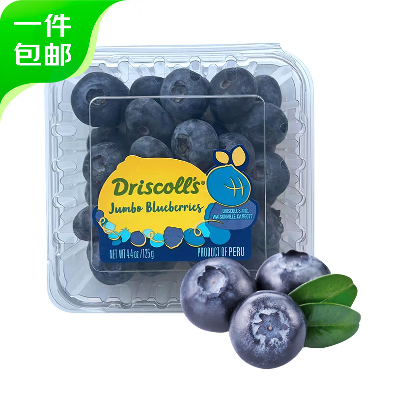 怡颗莓 Driscoll’s 秘鲁进口蓝莓 巨无霸果6盒约125g/盒（赠怡颗莓中果4盒） 18