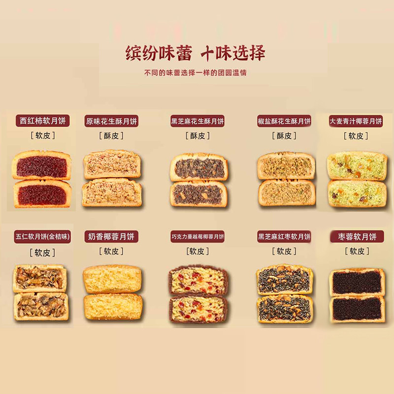 卢师傅 椰蓉五仁月饼黑芝麻花生椒盐酥皮传统小月饼中秋送礼整箱 185元