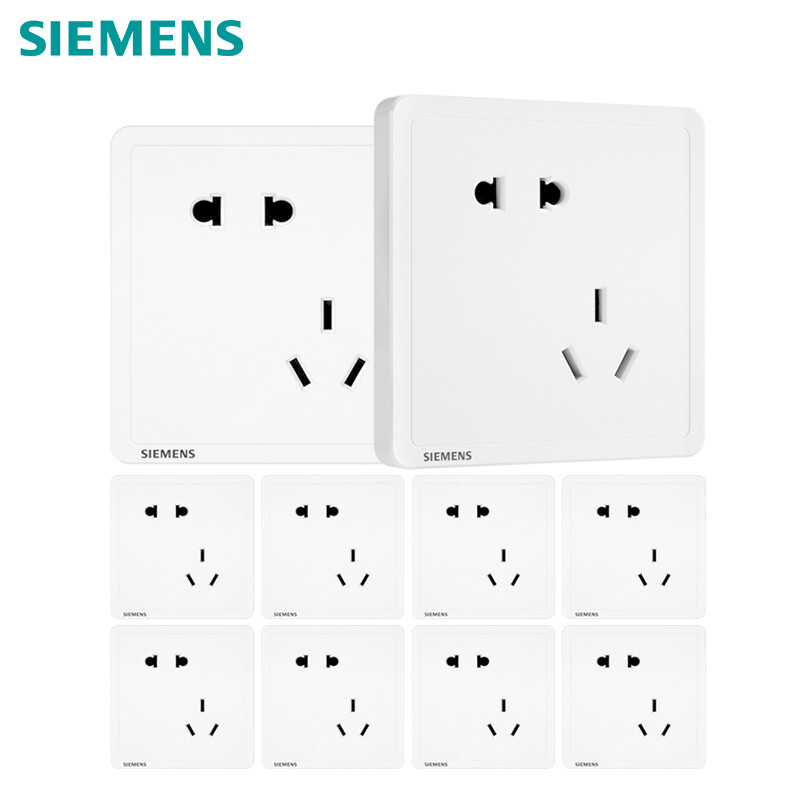 西门子 SIEMENS 致典系列 雅白色开关插座 斜五孔10只装 50.15元包邮