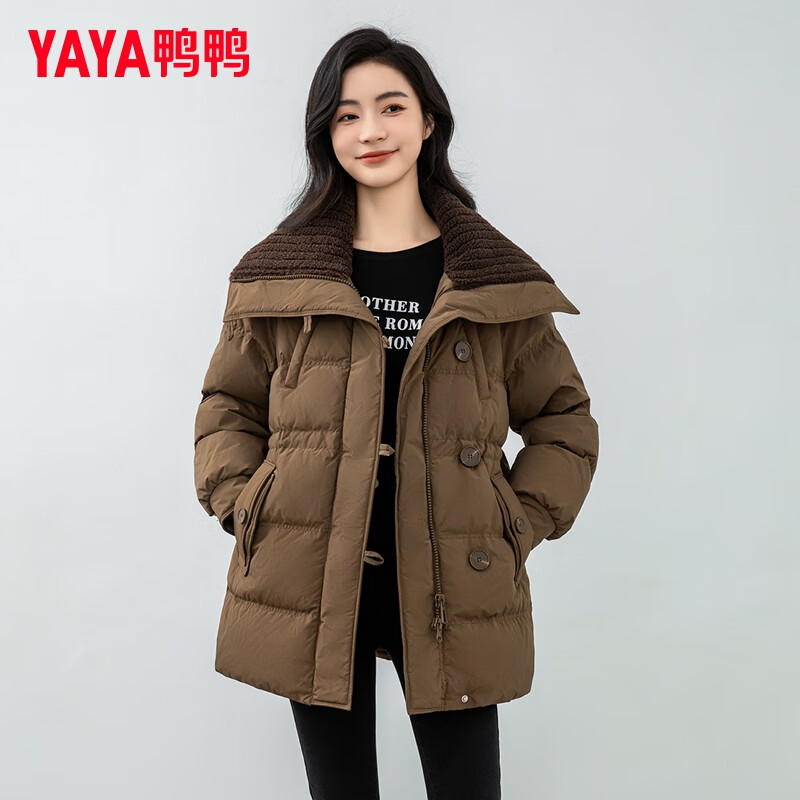 PLUS会员：YAYA 鸭鸭 中长款韩版羽绒服外套 多款可选 275.01元包邮（需领券）