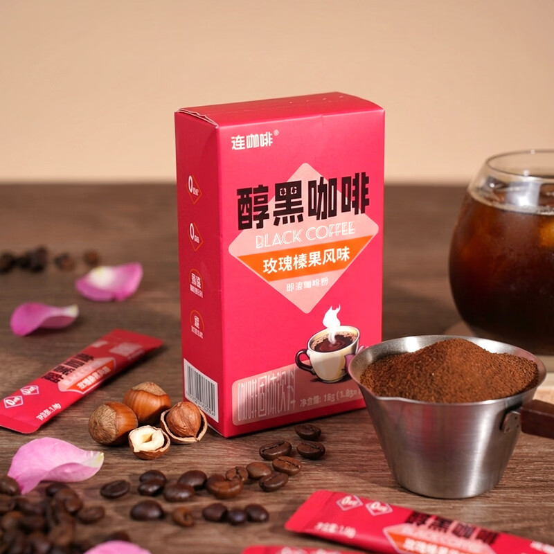 连咖啡 醇黑玫瑰榛果风味 1.8g×10条*5件任选 折0.47元/条，4.78元/件（5件任选