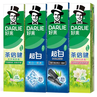 天降礼金、88VIP：DARLIE/好来 超白茶牙膏家庭套装 190g*4支 24.09元+4.19元淘金币