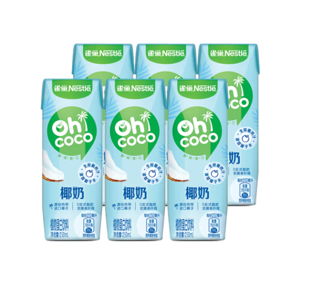 Nestlé 雀巢 Nestle）椰奶 生榨鲜椰汁 250ml*6瓶 9.6元（需用券）