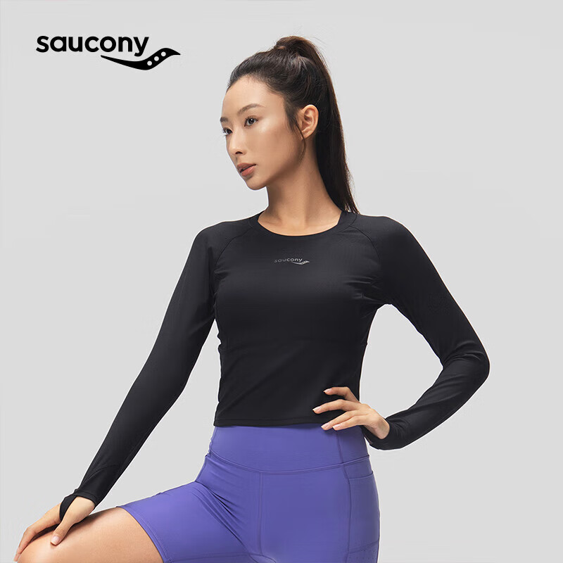 索康尼 saucony 女子长袖针织衫运动生活秋季上衣正黑色S 339元（需用券）