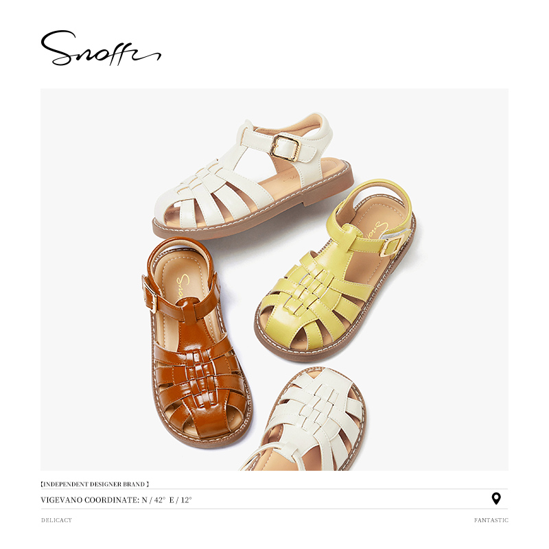 Snoffy 斯纳菲 女童凉鞋2024夏季新款儿童洋气公主鞋包头防滑罗马鞋 153.1元