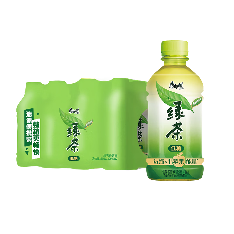 康师傅 绿茶 低糖茶饮料 小瓶整箱装 330ml*12瓶 16.9元